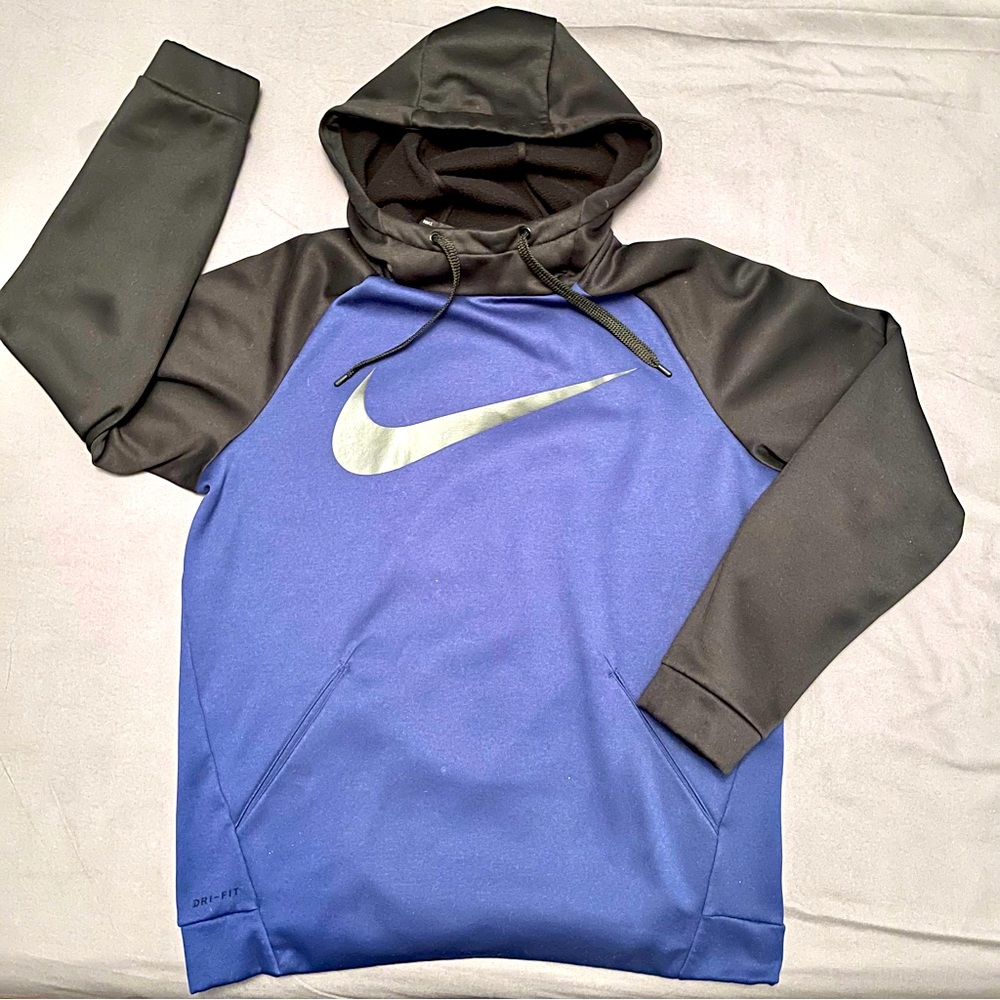 Nike Dri-Fit Long Sleeved Hoodie - Black & Blue - Men’s Medium